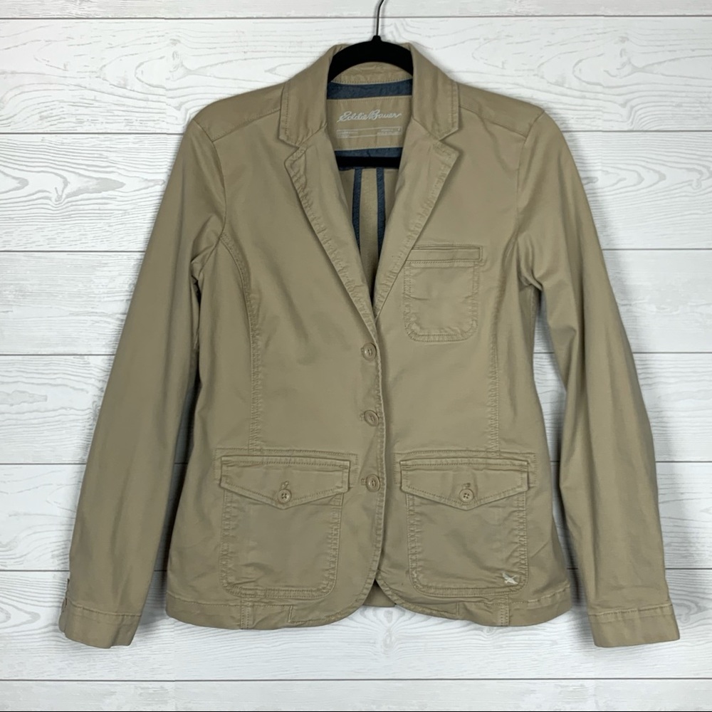 Eddie Bauer Khaki Stretch Blazer Legend Wash Sz 4